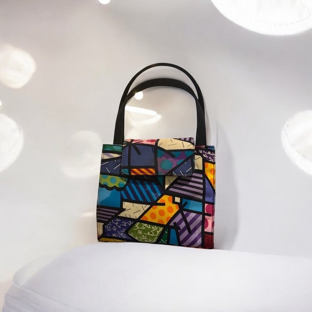 Nicole Miller Vintage Multi-Color Geometric Print Mini Handbag… Rare Find